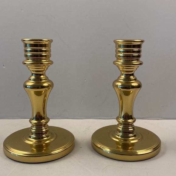 Brass candleholders classic design solid brass heavy duty sturdy - Picture 4 of 6